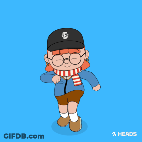 Cartoon Girl In Glasses And Hat Saying Heads GIF