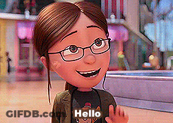 Cartoon Girl In Glasses And Hello Shirt GIF