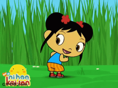 Cartoon Girl In Grass With Ni Hao Kai-Lan GIF