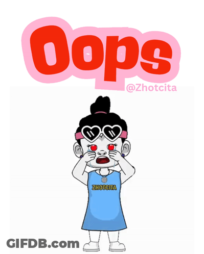 Cartoon Girl In Heart Sunglasses Saying Oops GIF