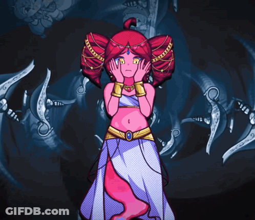 Cartoon Girl In Pink And Purple Dress GIF