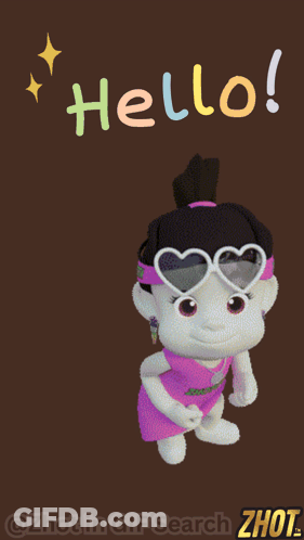 Cartoon Girl In Ponytail And Pink Dress Saying Hello GIF