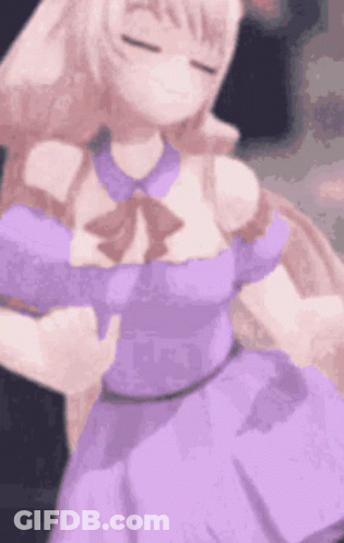 Cartoon Girl In Purple Dress Dancing GIF