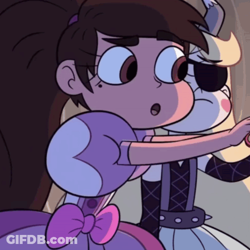 Cartoon Girl In Purple Dress With Pink Bow GIF