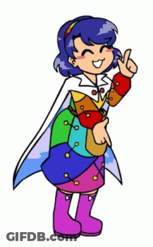 Cartoon Girl In Rainbow Dress GIF