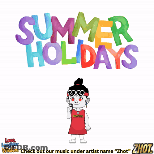 Cartoon Girl In Red Dress Summer Holidays GIF