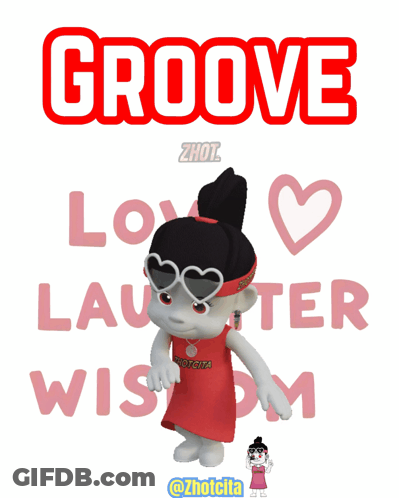 Cartoon Girl In Red Headband Saying Groove GIF