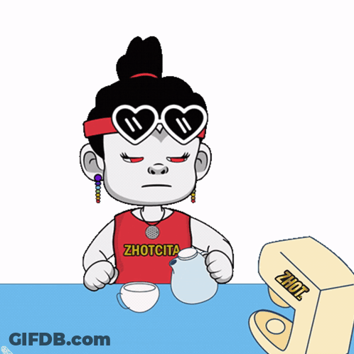 Cartoon Girl In Red Shirt Saying Zhoucita GIF