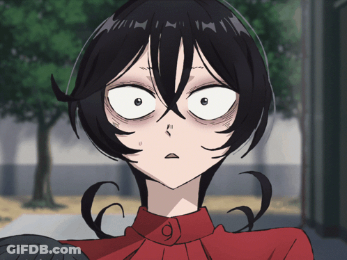 Cartoon Girl In Red Shirt With Black Hair GIF