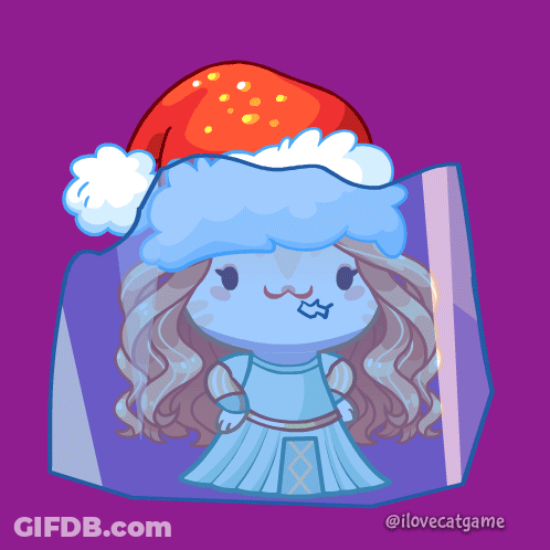 Cartoon Girl In Santa Hat And Dress GIF