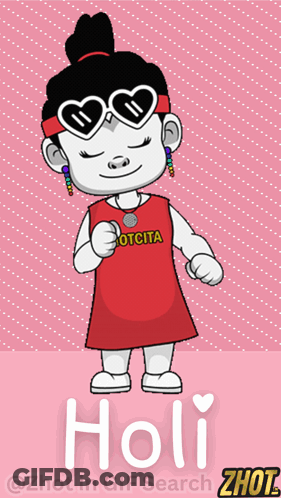 Cartoon Girl In Sunglasses And Holi Shirt GIF