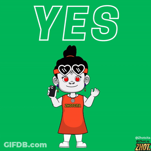 Cartoon Girl In Sunglasses And Yes Shirt GIF