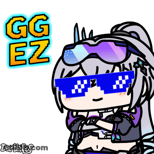 Cartoon Girl In Sunglasses Saying GG EZ GIF