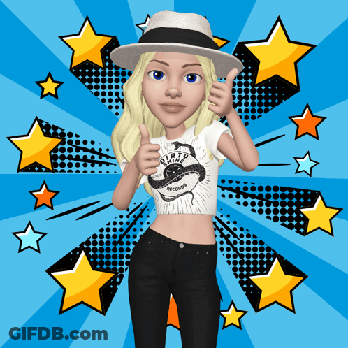Cartoon Girl In White Hat Thumbs Up Dirty South Records Shirt GIF