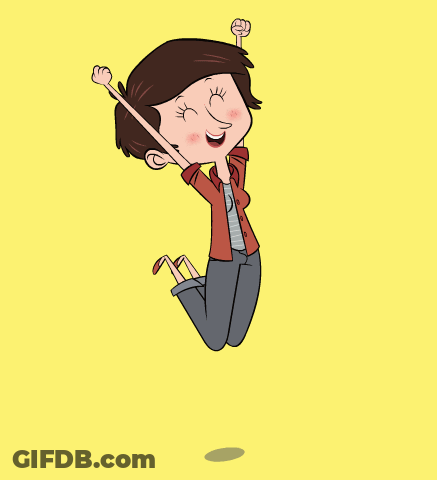 Cartoon Girl Jumping Arms Outstretched GIF