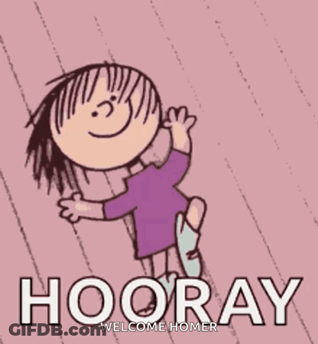Cartoon Girl Jumping Hooray Welcome Homer GIF