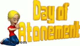Cartoon Girl Kneeling Before Day Of Atonement Sign GIF