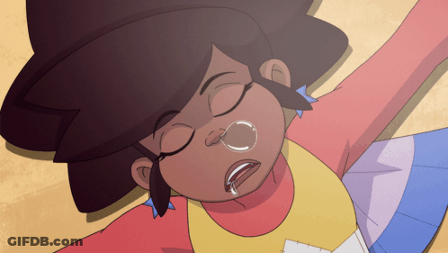 Cartoon Girl Laying Down Crying Tear From Nose GIF