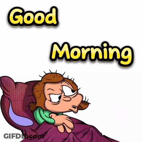 Cartoon Girl Laying In Bed Saying Good Morning GIF