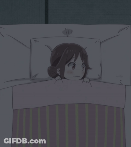 Cartoon Girl Laying In Bed With Pillow And Blanket GIF