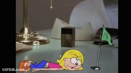 Cartoon Girl Laying Next To Green Flag Saying 18 GIF
