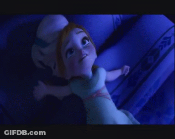 Cartoon Girl Laying On Bed With Blue Blanket GIF