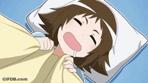 Cartoon Girl Laying On Bed With Pillow GIF