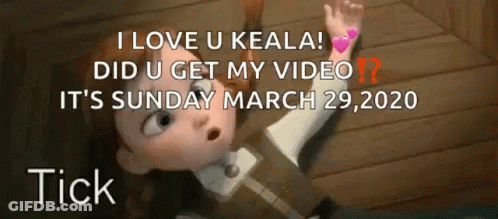 Cartoon Girl Laying On Floor Saying I Love U Keala Did U Get My Video GIF