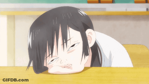 Cartoon Girl Laying On Table Eyes Closed GIF