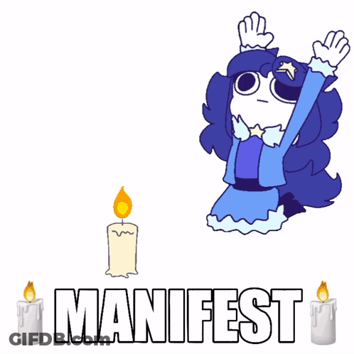 Cartoon Girl Lighting Candle Manifest GIF