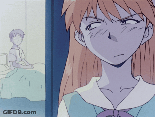 Cartoon Girl Looking At Boy In Bed GIF