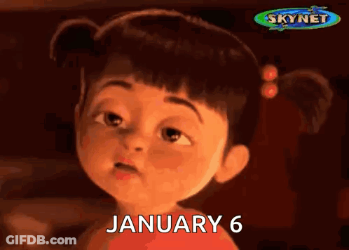 Cartoon Girl Looking At January 6 GIF