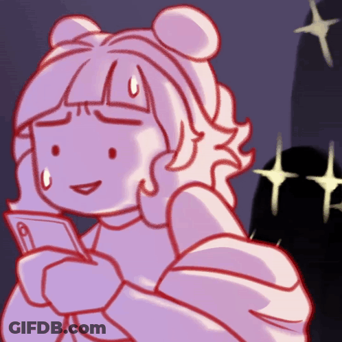 Cartoon Girl Looking At Phone GIF