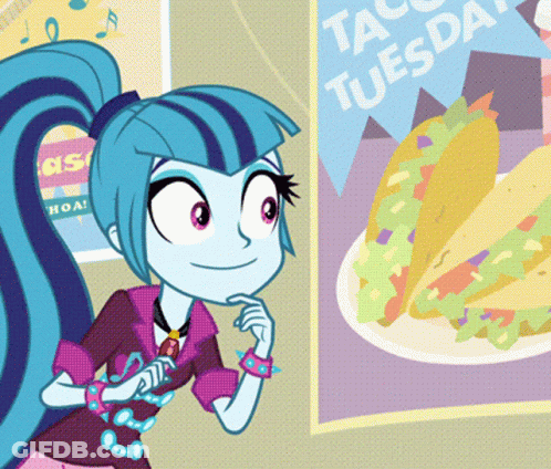 Cartoon Girl Looking At Taco Tuesday Poster GIF