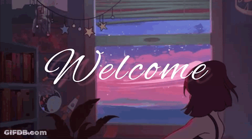 Cartoon Girl Looking Out Window With Welcome GIF