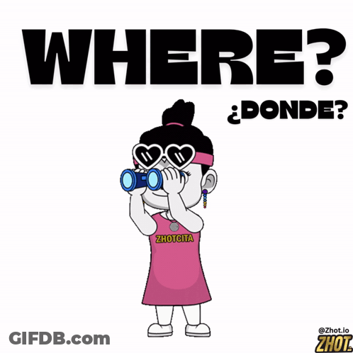 Cartoon Girl Looking Through Binoculars Where Donde GIF