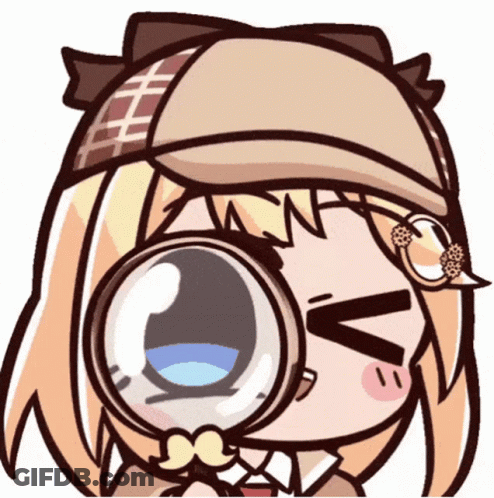 Cartoon Girl Looking Through Magnifying Glass Making Funny Face GIF