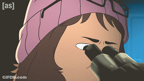Cartoon Girl Looking Through Microscope With As GIF
