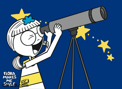 Cartoon Girl Looking Through Telescope Flora Makes Me Smile GIF