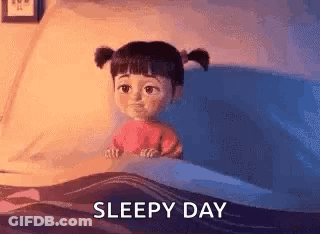 Cartoon Girl Lying In Bed Sleepy Day GIF