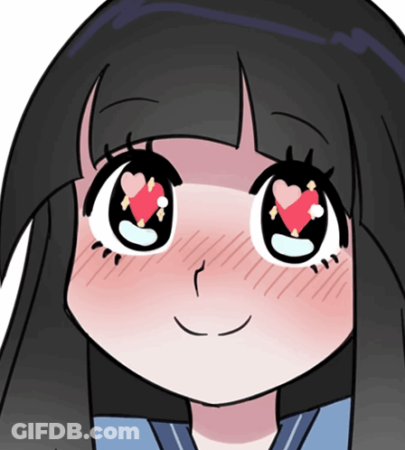 Cartoon Girl Making Face With Heart Eyes GIF