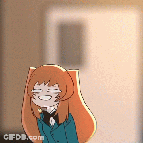 Cartoon Girl Making Funny Face Eyes Closed GIF