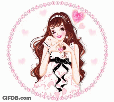 Cartoon Girl Making Heart With Hands GIF
