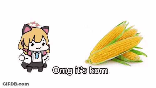 Cartoon Girl Next To Corn Saying OMG It's Korn GIF