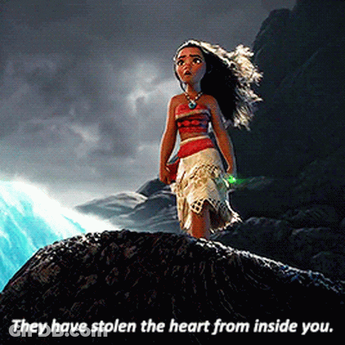 Cartoon Girl On Rock Says They Have Stolen The Heart From Inside You GIF