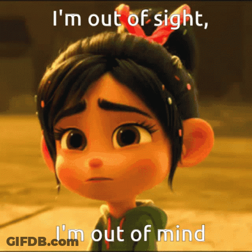 Cartoon Girl Out Of Sight Out Of Mind GIF