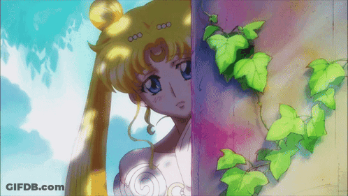 Cartoon Girl Peeking From Behind Tree GIF