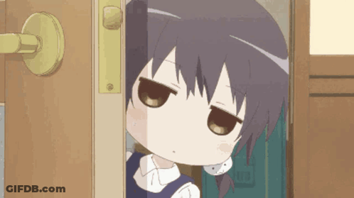 Cartoon Girl Peeking Out Of Door GIF