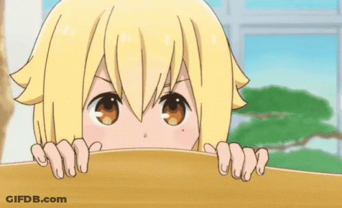 Cartoon Girl Peeking Over Table GIF