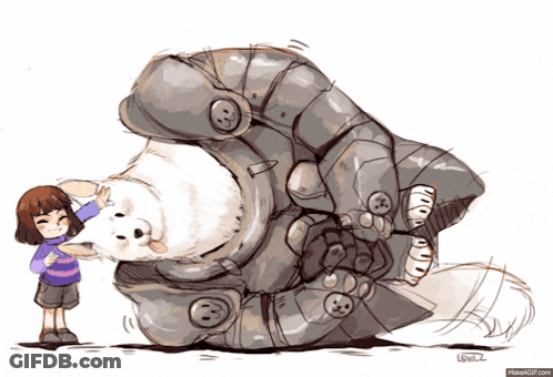 Cartoon Girl Petting Dog With LGBTL2 Watermark GIF